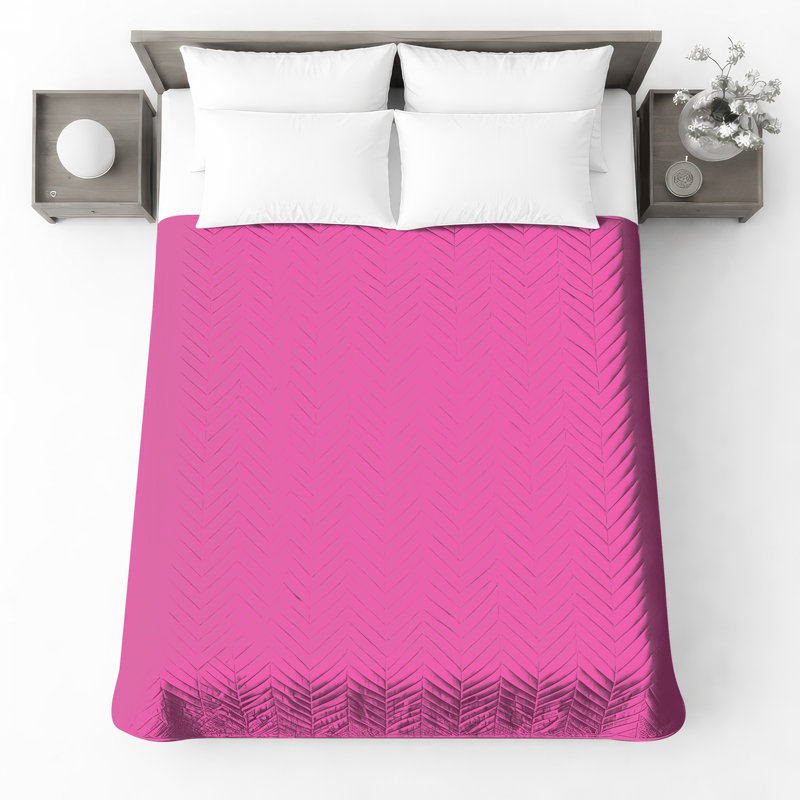 Solid Pink Colour Quilted Bedspread All Sizes, Full / Double