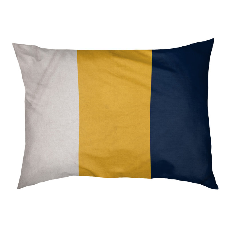 Coussin rectangulaire designer Los Angeles, Petit (L 18 po x l 28 po), Blanc / or / bleu