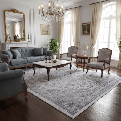 MARFI Collection Silver Oriental Doormat Rug