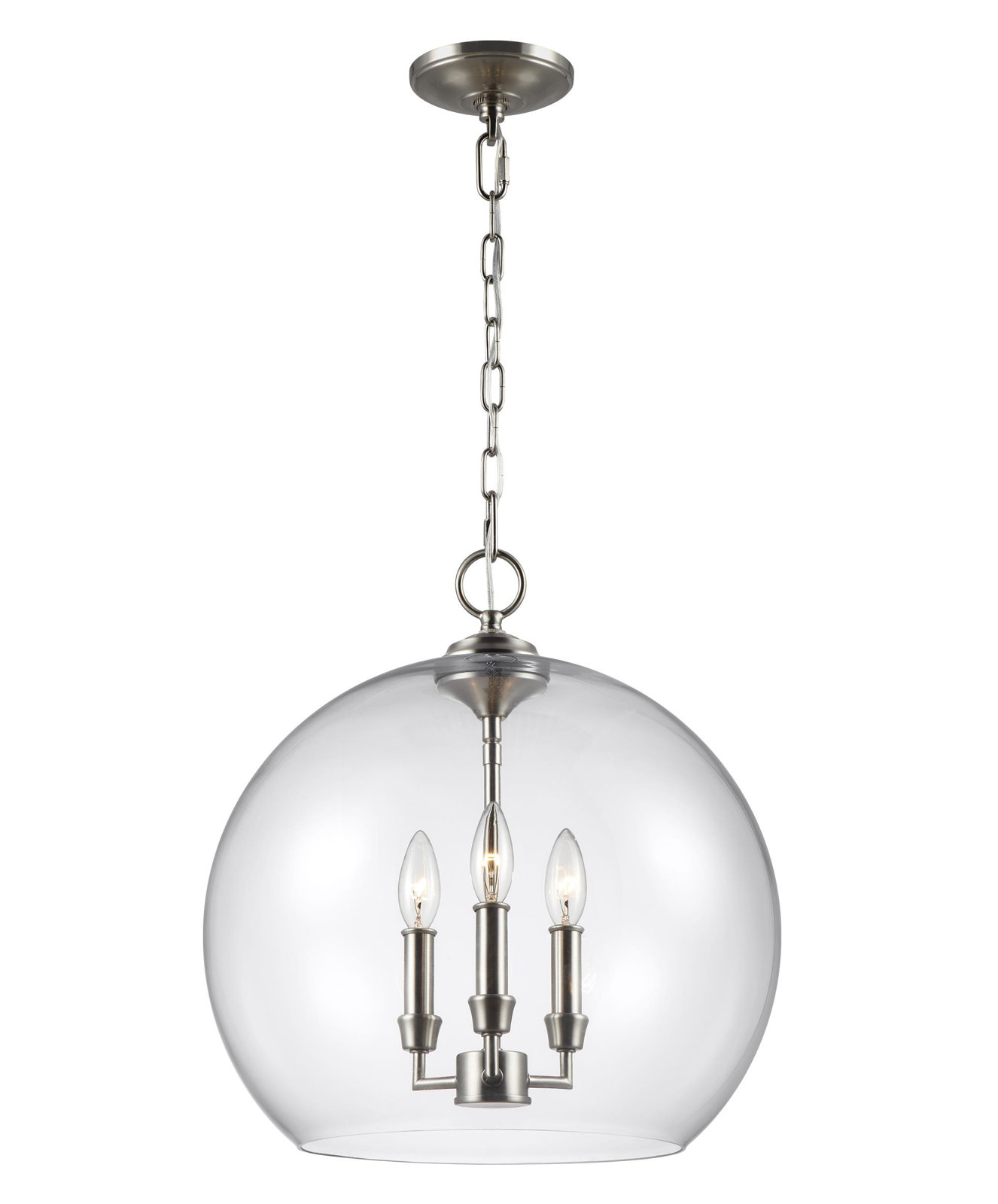 Vermilion Dimmable 3-Light Pendant, Satin Nickel