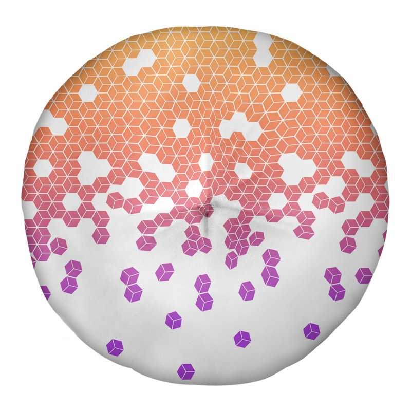 Coussin de sol Katelyn Elizabeth, Hauteur 26 po x largeur 26 po, Orange / mauve