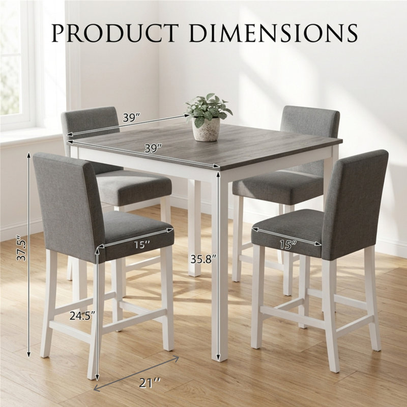 Ensemble de table et de chaises 5 pièces (comprenant 4 chaises), adapté aux cuisines et aux salles à manger