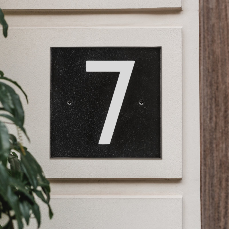 Floating Stand-Off 1-Number Horizontal Sign, Black /W/ White Modern Font Number, Yes