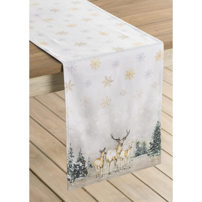 Maison d'Hermine Deer In The Woods 100% Cotton Table Runner - Double Layer - 14.5" x 108", 108" x 14.5"
