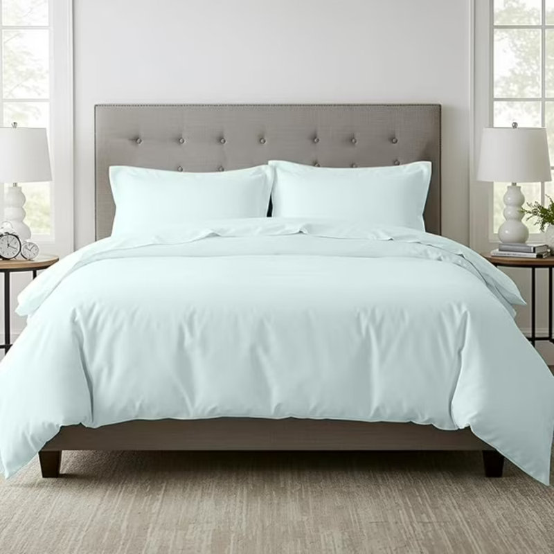 Ensemble de housse de couette 100% coton 3 pièces Beddora - Doux, respirant, literie de qualité hôtelière avec fermeture à boutons, contexture de 200 fils, avec housse de couette et taies décoratives