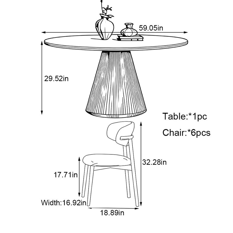 Ensemble de table moderne en bois massif, H 29,52 po x L 59,05 po x l 59,05 po