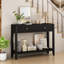 Narrow Wood Accent Console Table with Drawers and Storage Shelf