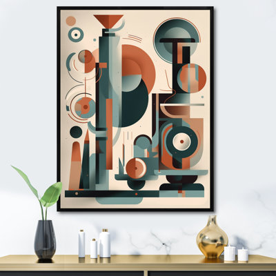 Impression sur toile encadrée orange et vert Mid Century Momentum V