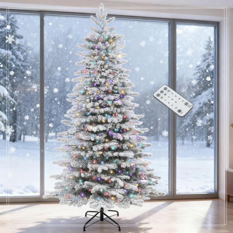 Arbre de Noël artificiel enneigé 6,5 pi