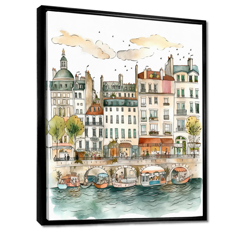 Altider - City Paris Wall Art Living Room, H 32 po x l 24 po, Cadre flottant noir