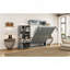 Grand lit escamotable avec armoire de rangement, support à vin, porte-verre, tiroirs et bande DEL multicolore-409944828