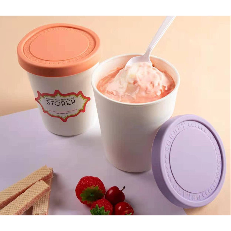 Set of 2 Reusable Ice Cream Tub Containers For Homemade Ice Cream