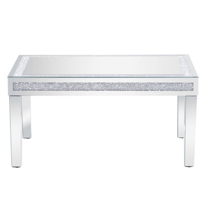 Mirrored Coffee Table With Crystal Inlay
