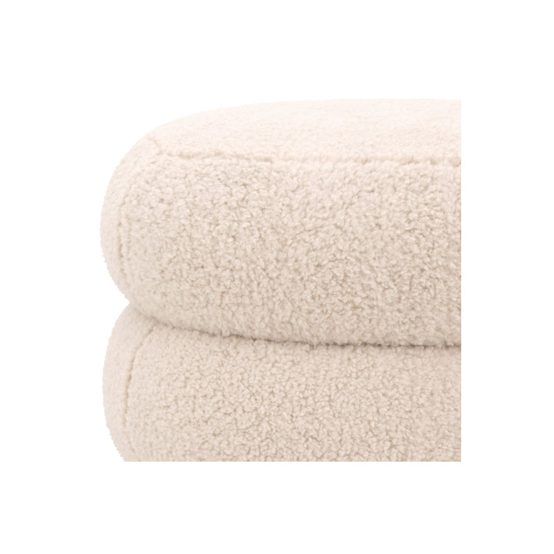 Tulum Round Ottoman, Brisbane Cream Polyester Blend