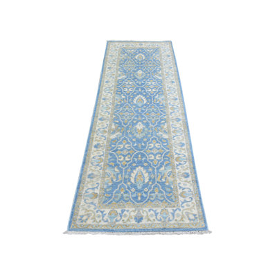 Tapis de couloir bleu clair en laine veloutée 2 pi 7 po x 7 pi 7 po 00241FB52DC34B2FA0D94721480D6D67