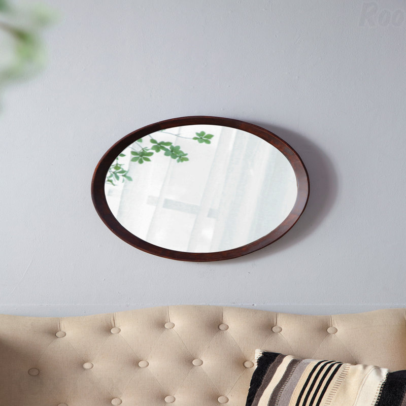 20X1.5" Transitional Style Solid Mango Wood Frame Wall Accent Mirror, Brown