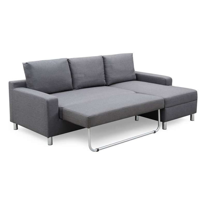 Falgoust Upholstered L-Shaped Sectional, Dark Gray Linen Blend, Right Hand Facing