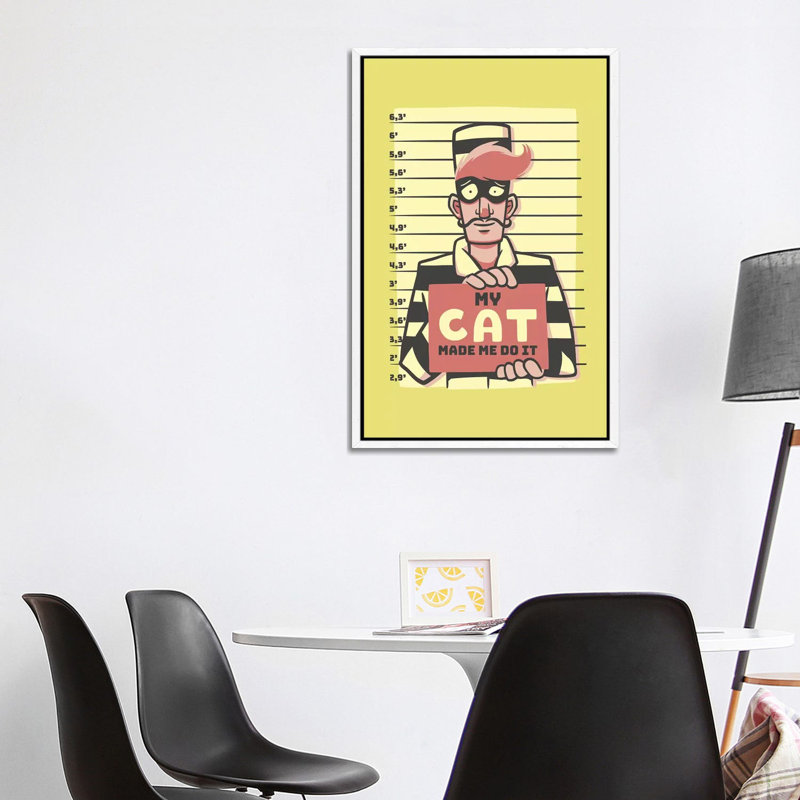 My Cat Made Me Do It by Tobias Fonseca - Gallery-Wrapped Canvas Giclée on Canvas, White Framed, 101.6 cm H x 66.04 cm W