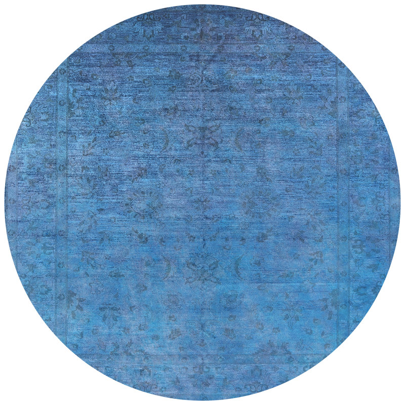Tapis oriental bleu, Rond 5 pi