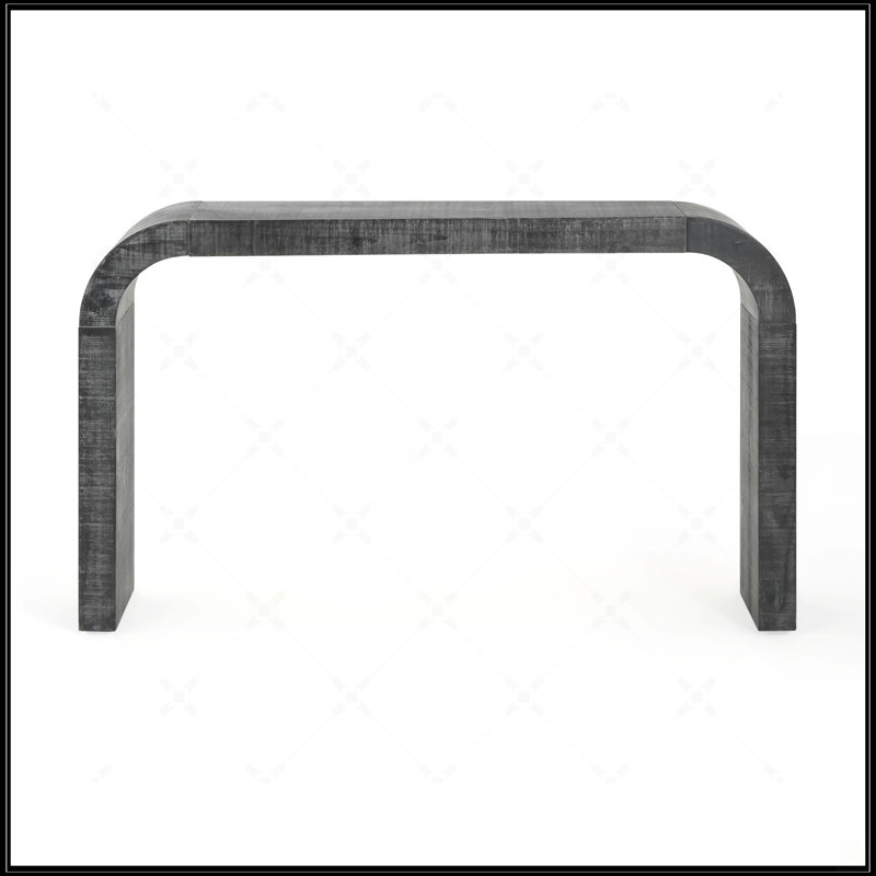 Natural Cedar Wood Console Table With Curved Edge, Perfect For Entryways And Living Rooms, Farmhouse And Rustic Style