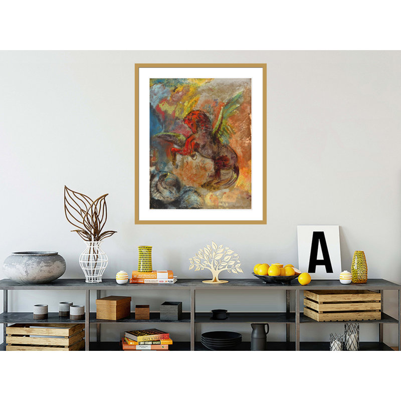 «Pegasus and Hydra» par Odilon Redon, impression giclée sur cadre, H 40,88 po x l 33,5 po