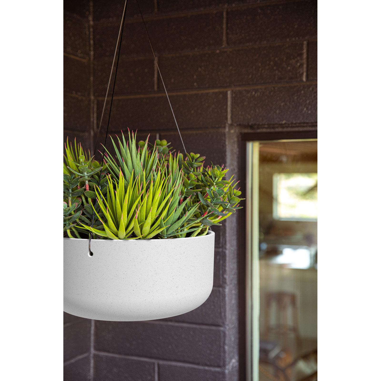 Mason Series Hanging Kona Bowl Planter, 2, White
