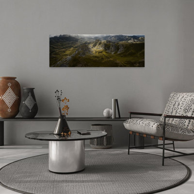 Sunlit Mountain Valley Dramatic Peaceful Abstract Landscape Mountain Wall Art
