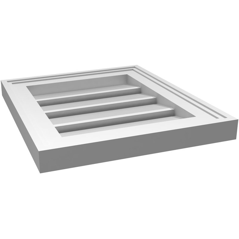 Évent à pignon fonctionnel en uréthane rectangulaire à fixation en surface, brun clair apprêté, H 16 po x l 14 po x P 1,5 po