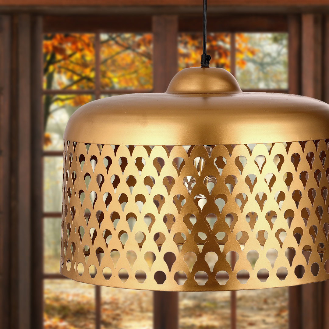 Sherrae 18"W Antique Brass Cutout Dome Pendant Light Mercer41