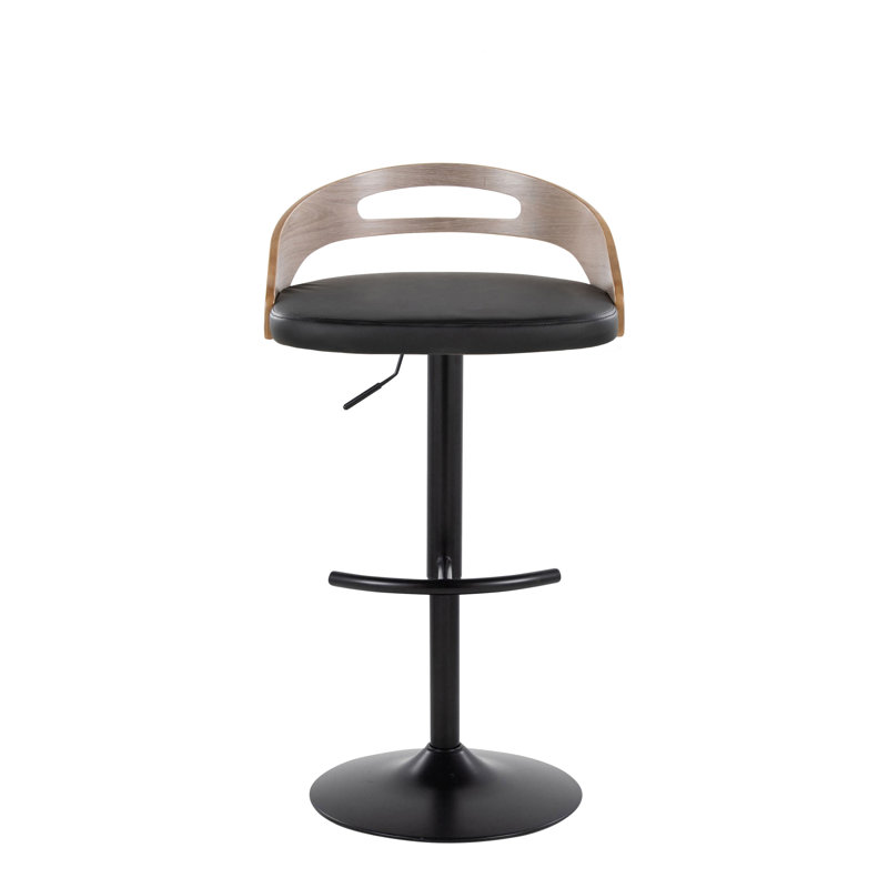 Cassis Adjustable Barstool - Set Of 2, Black, Light Gray/Black