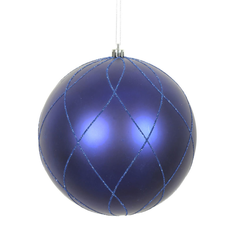 Ornement boule 6 po mat et scintillant, Bleu de cobalt