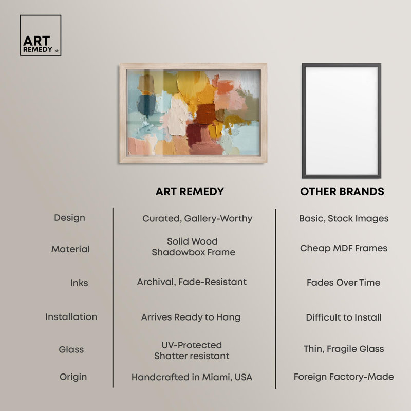 "Urban Patchwork III Shadowbox", art mural abstrait par Art Remedy, cadre blond, 16 x 11, H 11 po x l 16 po, Cadre blond