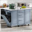 Îlot de cuisine de style rétro avec rangement, poubelle inclinable, organisateur coulissant et roulettes pour un confort moderne-231007627