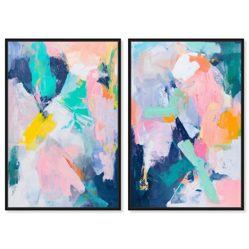 Ensemble de 2 couleurs de plumes par Art Remedy, Cadre flottant noir, H 45 po x l 30 po