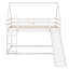 Twin Size Bunk House Bed with Slide and Ladder,White