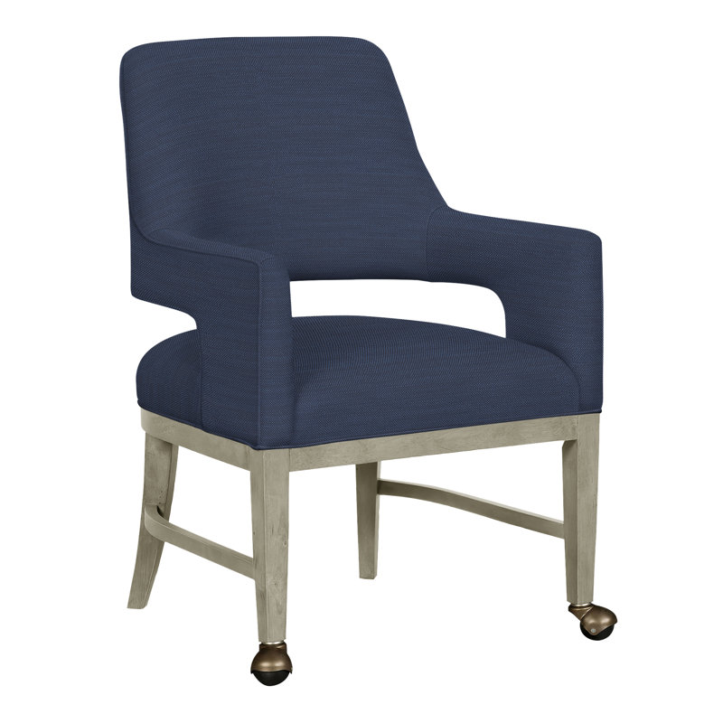 Chaise avec accoudoirs Josie Grande, Périgold bleu Ishi Jean, Amande chamois