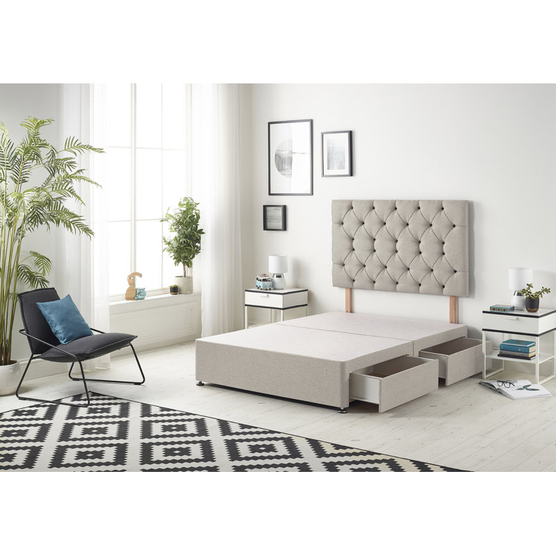 Copple Bed, Silver, Kingsize (5'), 2 Drawers