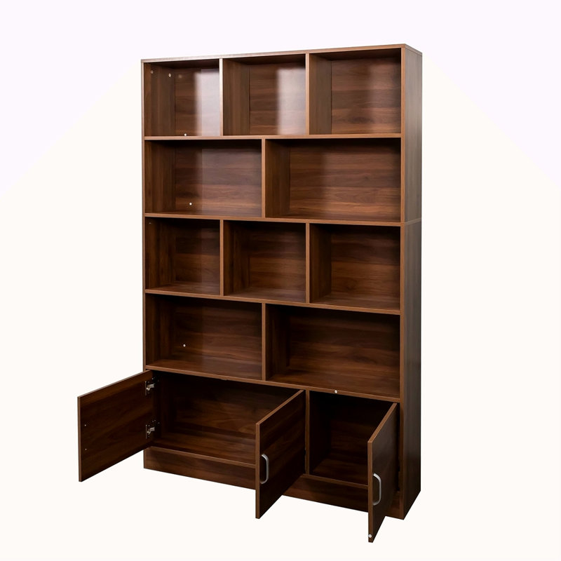 Bibliothèque de 70,87 po de hauteur avec 10 cubes et 3 portes, bibliothèque à 4 niveaux, bibliothèque ouverte avec armoire, rangement à cubes moderne pour le salon et le bureau