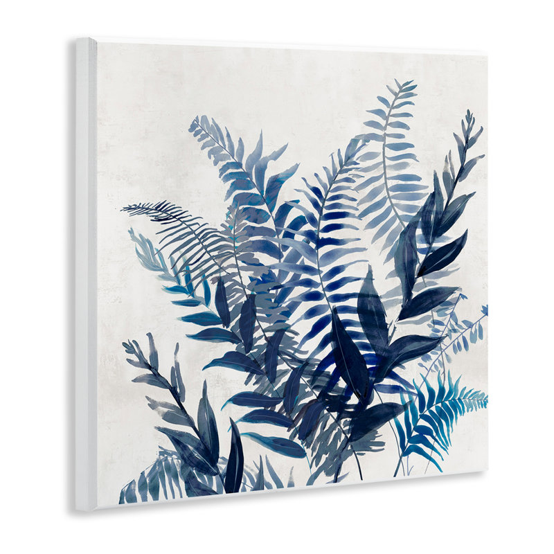 Blue Toned Fern Fronds Wall Plaque Art, design by Jacob Q