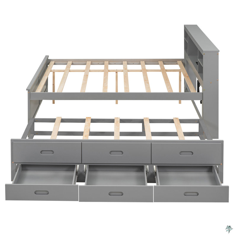 Idelson Auserine Platform Storage Bed, Gray, Full