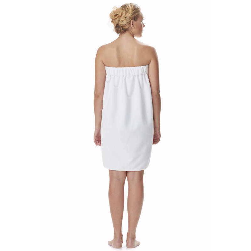 Peignoir au-dessus du genou 100% coton Emrick, L 61 po x l 33 po, Blanc