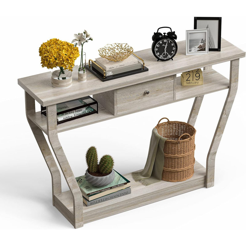 Modern Wooden Entryway Table With Drawer And Shelf, Multi-Functional Sofa Table For Living Room, Hallway, And Office