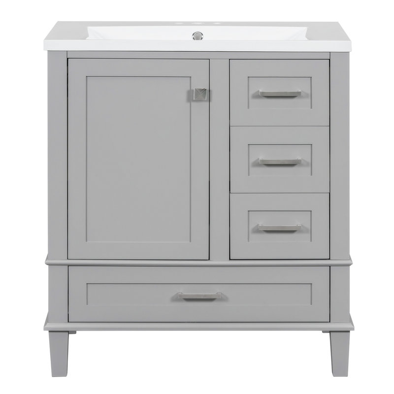 Meuble-lavabo simple 18,09 po avec comptoir d'évier, Gris