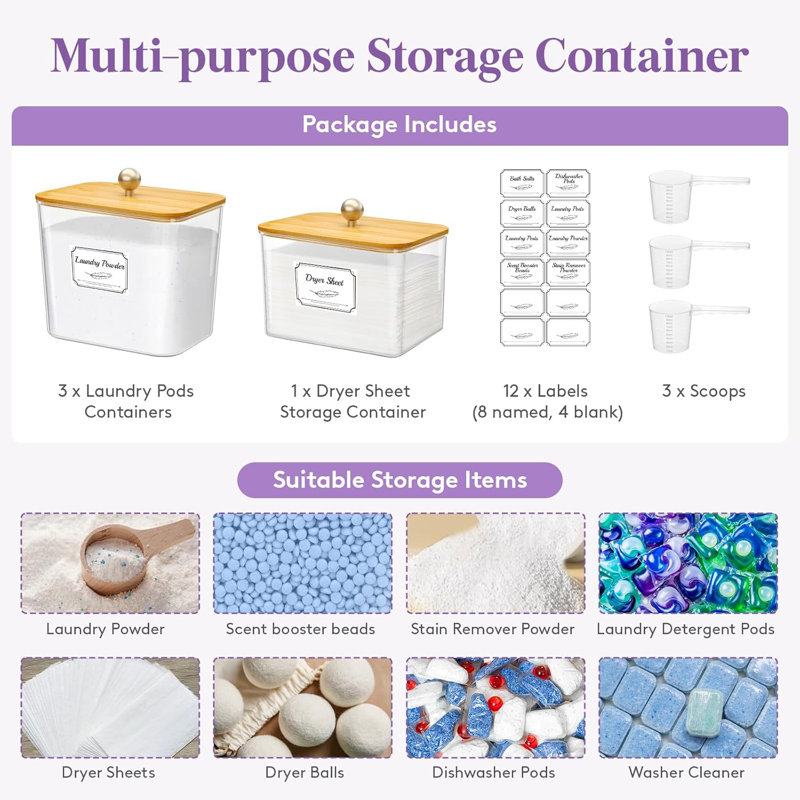 Ensemble de rangement pour la lessive 3 + 1 tout-en-un
