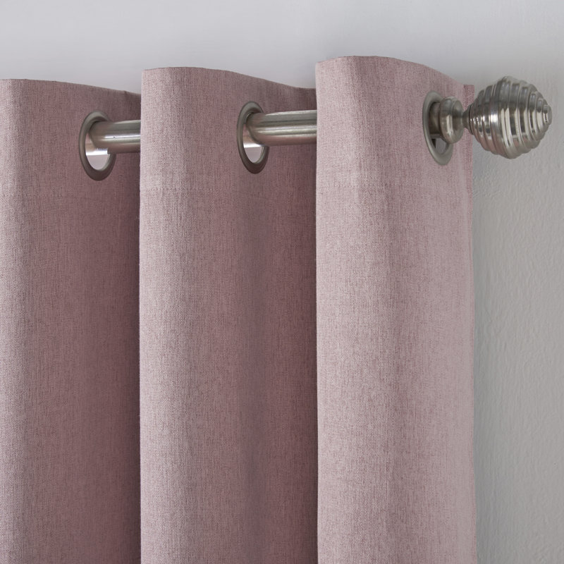 Bechard Blackout Linen Look Ring Top Curtains, 228cm Width x 137cm Drop, Blush