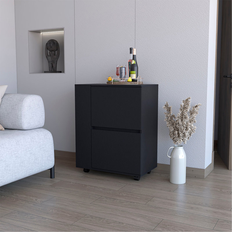Versatile Bar Cart With Stylish Design And Practical Storage, Black