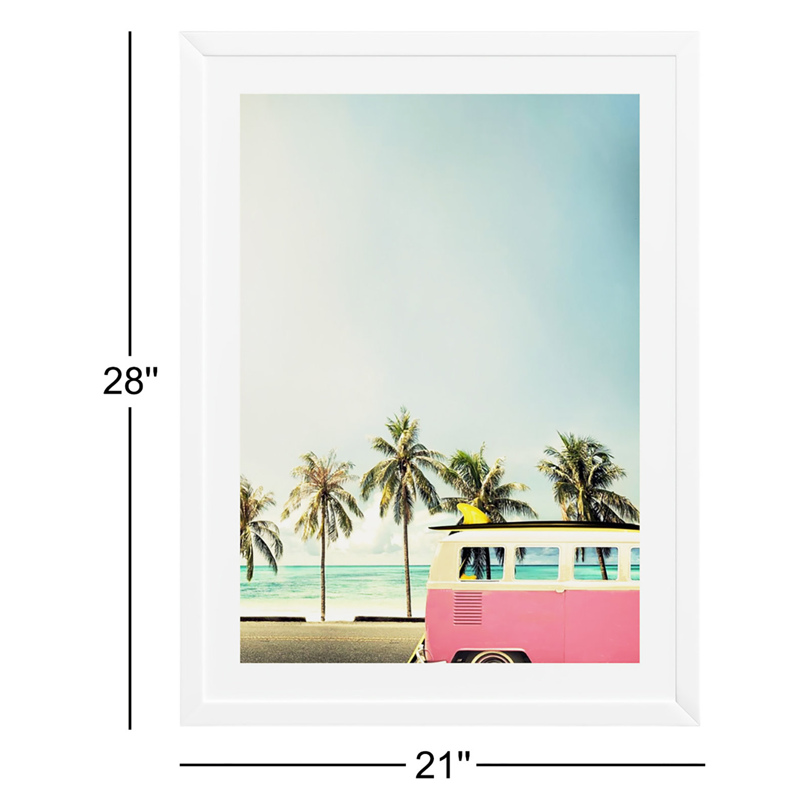 Raleigh "Surf Bus Pink" Photo Print, Matte White, 27.5" H x 21" W x 0.75" D