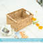 Grand panier de rangement rectangulaire en osier avec poignées en bois - Organisateur de jacinthe d'eau naturelle pour tablettes