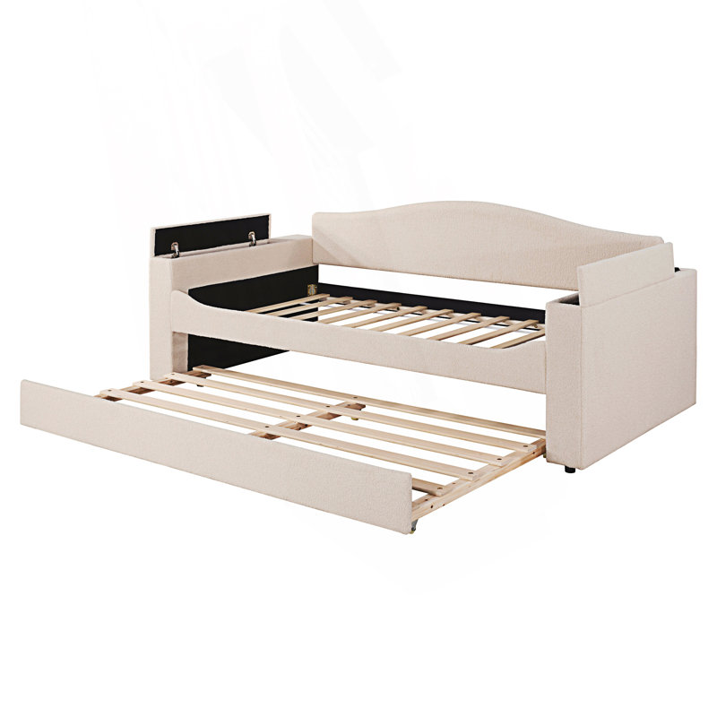 Lit de jour simple rembourré avec accoudoirs de rangement, lit gigogne et dernier système audio Bluetooth intégré, lit de jour