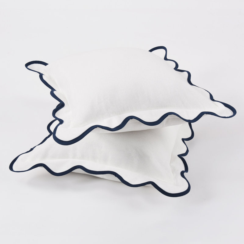  Reversible Throw Pillow, White/Navy